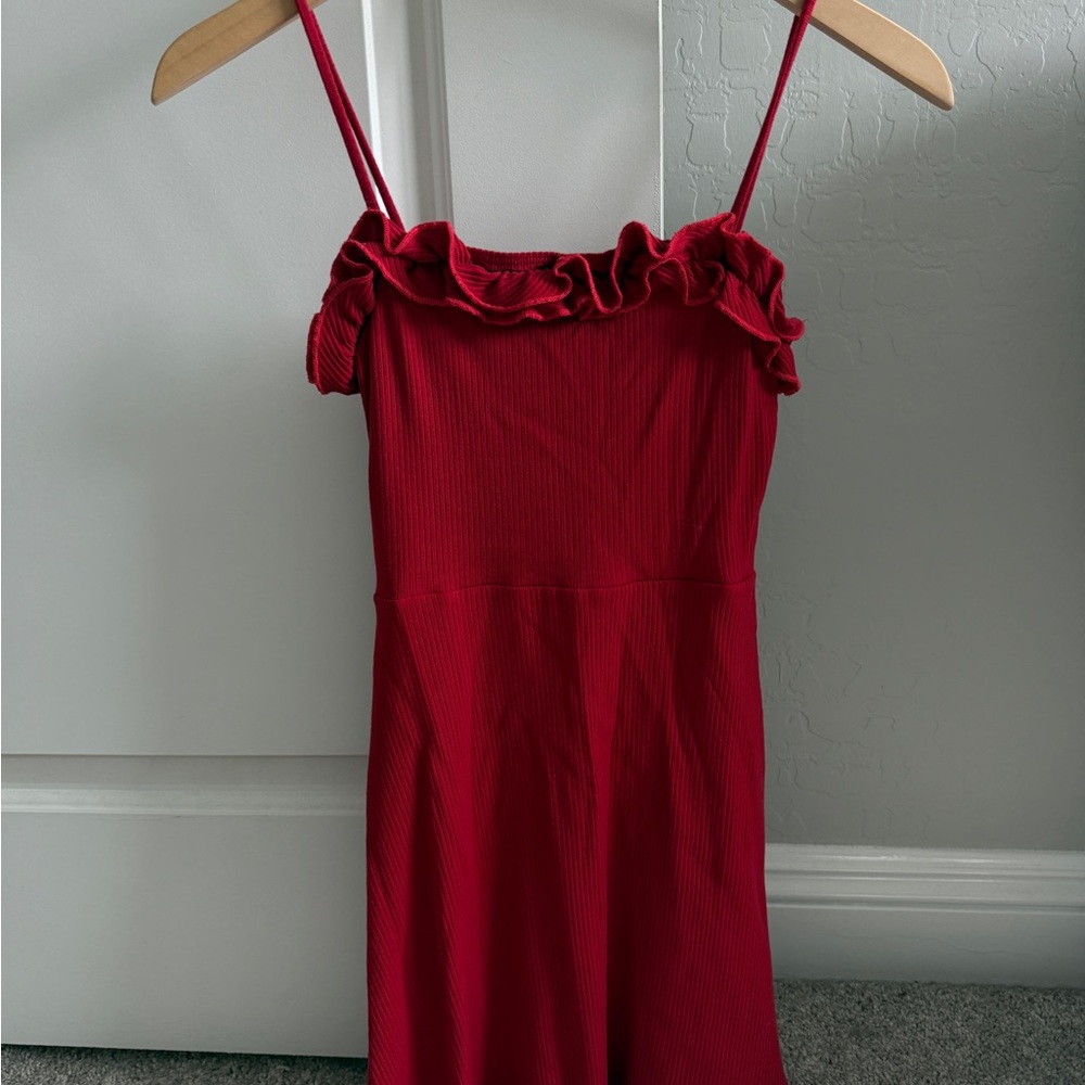 Reformation Red Ruffle Mini Dress
